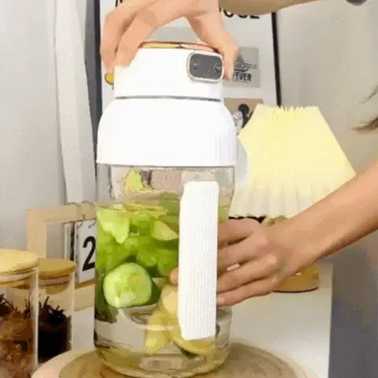 Exprimidor portátil Royelux 2025 con pantalla digital – batidora de viaje para smoothies y bebidas nutritivas para el gimnasio y la recuperación deportiva.