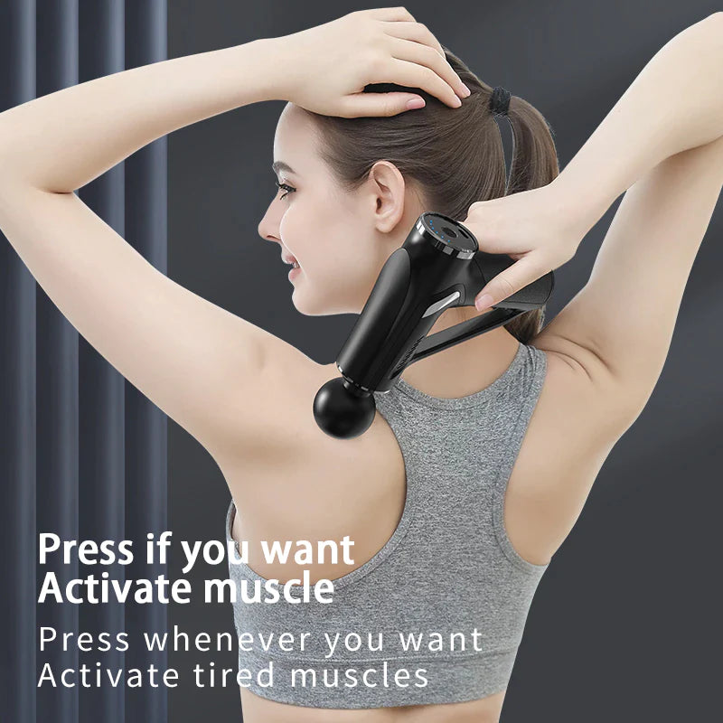 Pistola de masaje profesional SITUOFUN para tejido profundo con 32 niveles ajustables para el alivio muscular del cuello, cuerpo y espalda.