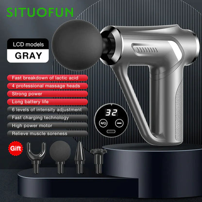 Pistola de masaje profesional SITUOFUN para tejido profundo con 32 niveles ajustables para el alivio muscular del cuello, cuerpo y espalda.