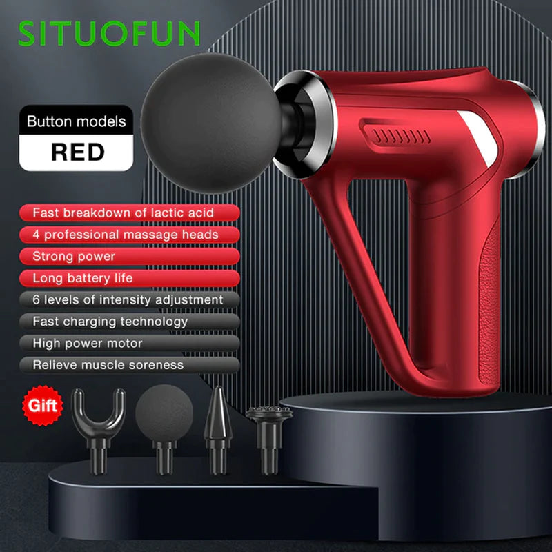 Pistola de masaje profesional SITUOFUN para tejido profundo con 32 niveles ajustables para el alivio muscular del cuello, cuerpo y espalda.