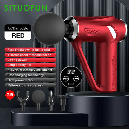 Pistola de masaje profesional SITUOFUN para tejido profundo con 32 niveles ajustables para el alivio muscular del cuello, cuerpo y espalda.