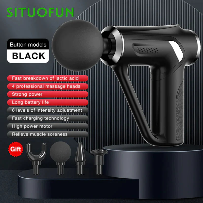Pistola de masaje profesional SITUOFUN para tejido profundo con 32 niveles ajustables para el alivio muscular del cuello, cuerpo y espalda.