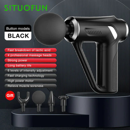 Pistola de masaje profesional SITUOFUN para tejido profundo con 32 niveles ajustables para el alivio muscular del cuello, cuerpo y espalda.